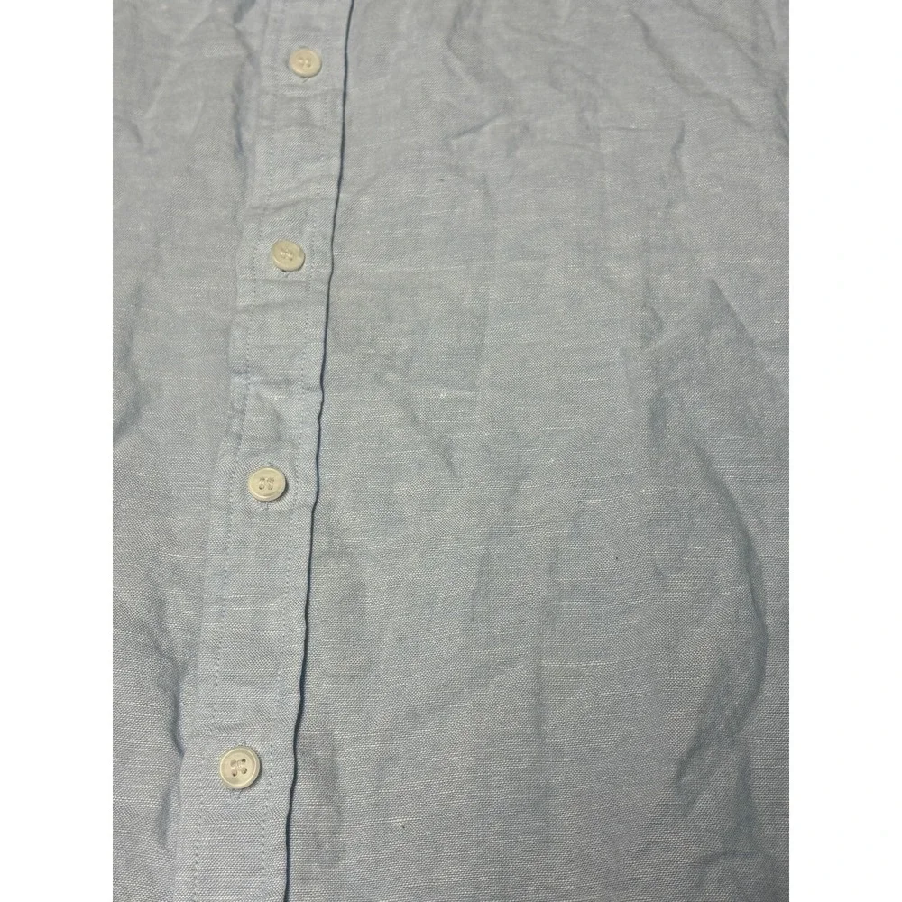 Banana Republic Mens Slim Linen-Blend Button Down Shirt Light Blue Medium M